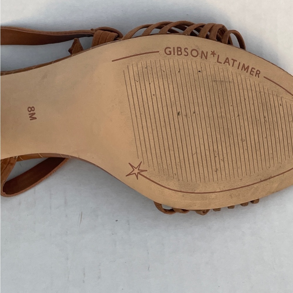 GIBSON LATIMER CORDELIA BROWN SHEEP LEATHER SANDALS SIZE 8 - Picture 12 of 15